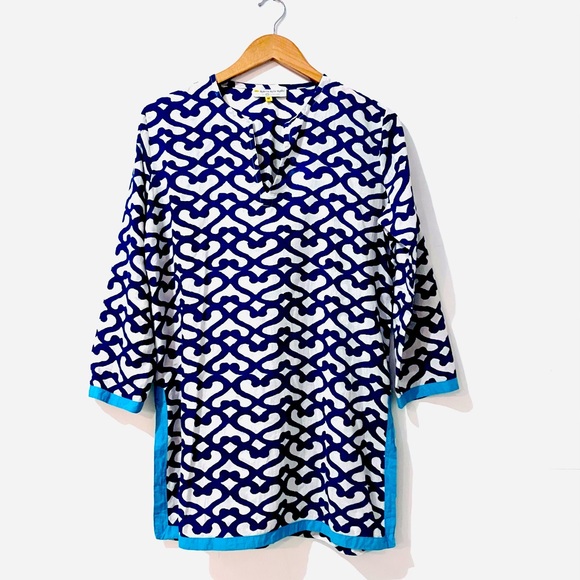 Roberta Roller Rabbit Tops - • Roller Rabbit Popover Split Neck Tunic, Cover-up Top | Medium •